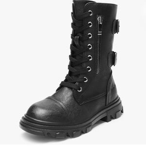 DreamPairs Girls Black Combat Boots Size 3
